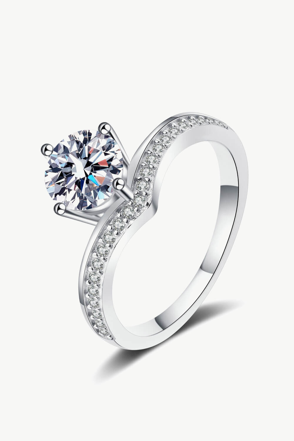 925 Sterling Silver with 1 Ct Moissanite Peak Ring - Rhodium Vermeil-4- Claude Jewelry Moissanite - Shop claudejewelry.com