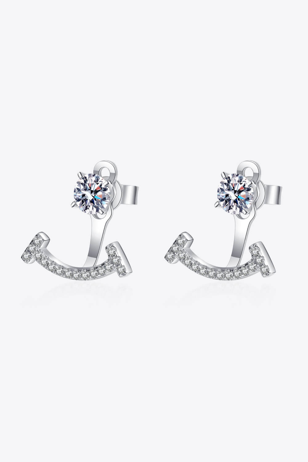 Anchor Moissanite Drop Earrings - Rhodium Vermeil- Claude Jewelry Moissanite - Shop claudejewelry.com