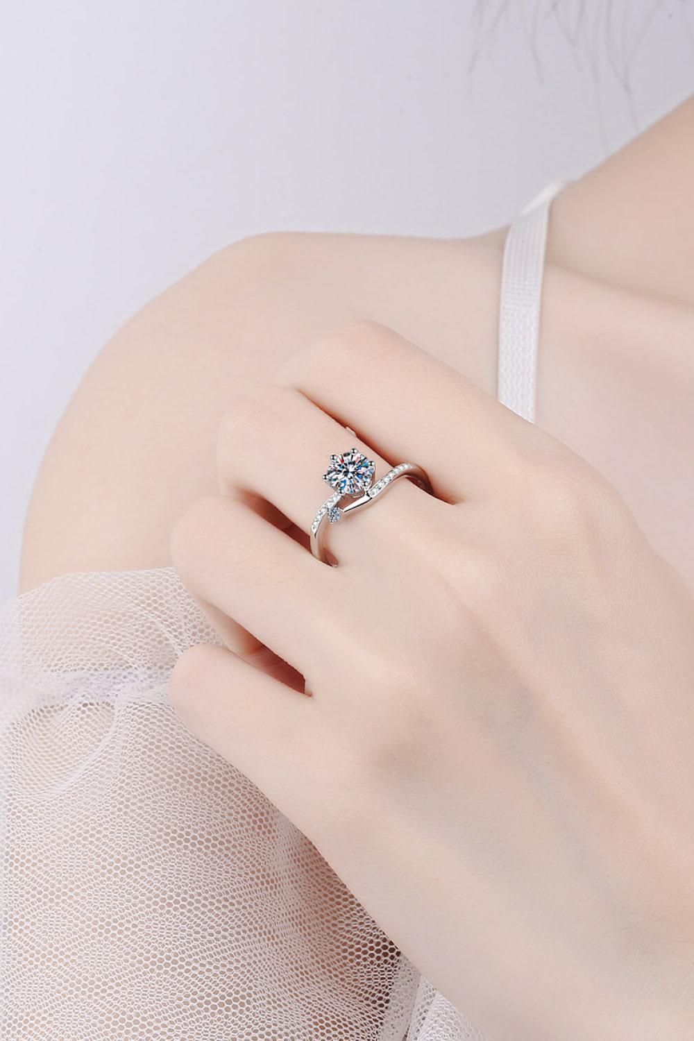 Asymmetrical Two Stone Moissanite Ring - - Claude Jewelry Moissanite - Shop claudejewelry.com