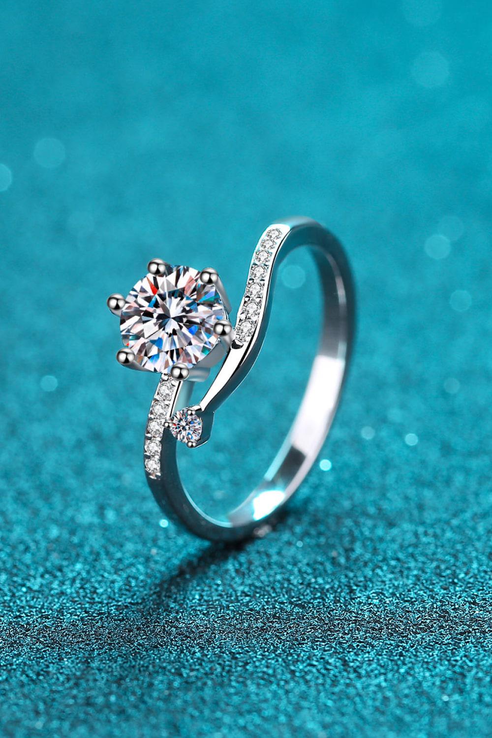 Asymmetrical Two Stone Moissanite Ring - - Claude Jewelry Moissanite - Shop claudejewelry.com