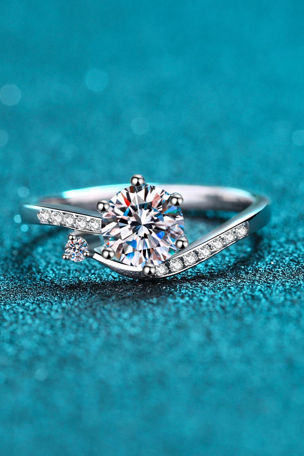 Asymmetrical Two Stone Moissanite Ring - - Claude Jewelry Moissanite - Shop claudejewelry.com