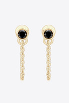 Bezel Moissanite Stud Chain Earrings - Black/18k Gold Vermeil- Claude Jewelry Moissanite - Shop claudejewelry.com