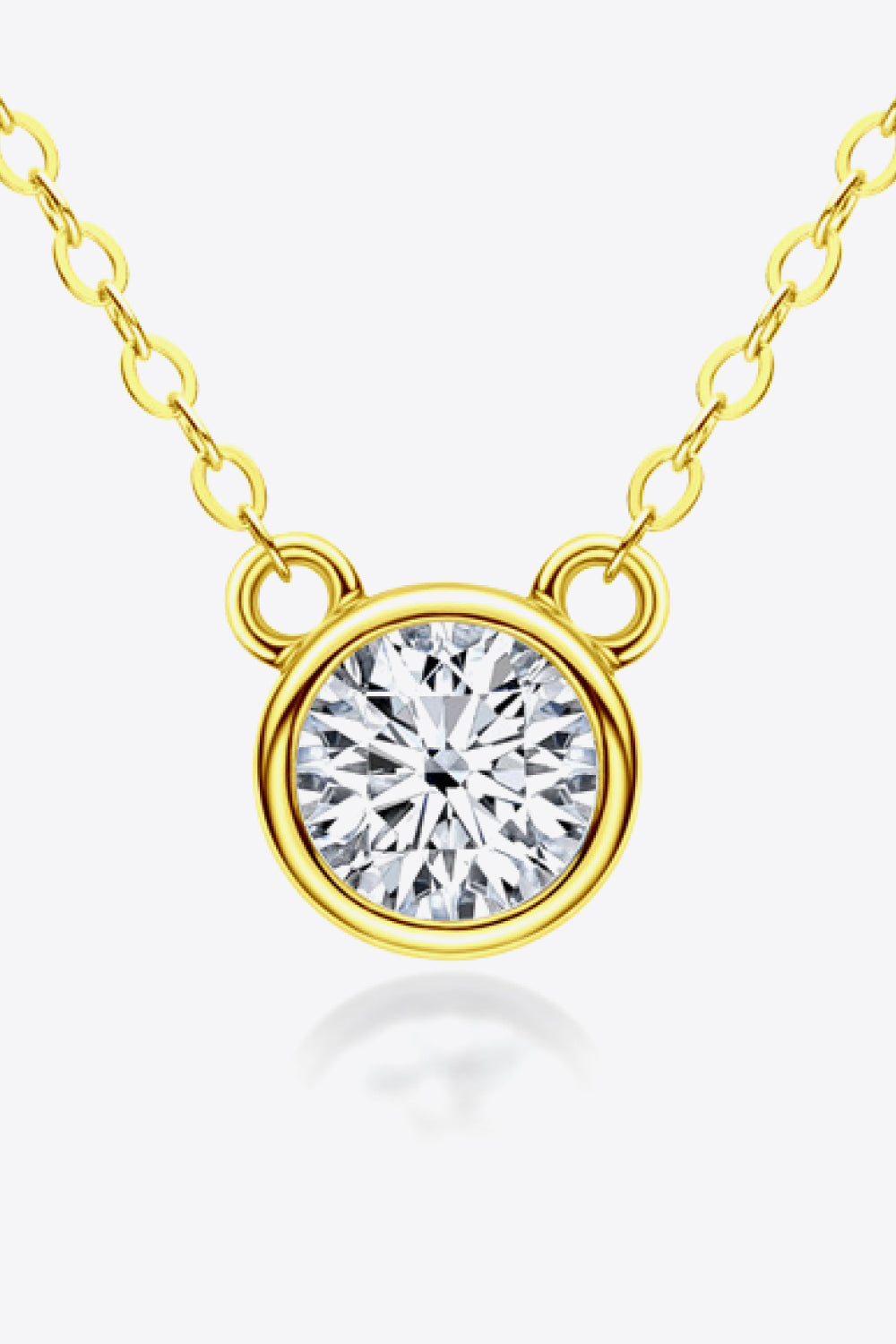 Bezel Set 1 Ct Moissanite Round Pendant Necklace - 18k Gold Vermeil- Claude Jewelry Moissanite - Shop claudejewelry.com