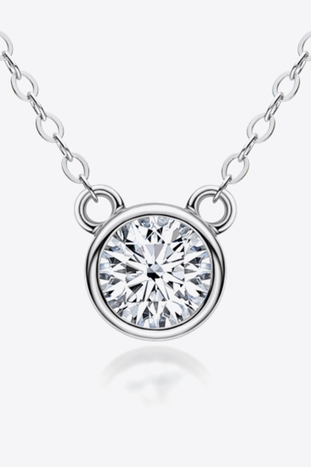 Bezel Set 1 Ct Moissanite Round Pendant Necklace - - Claude Jewelry Moissanite - Shop claudejewelry.com