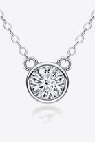 Bezel Set 1 Ct Moissanite Round Pendant Necklace - - Claude Jewelry Moissanite - Shop claudejewelry.com