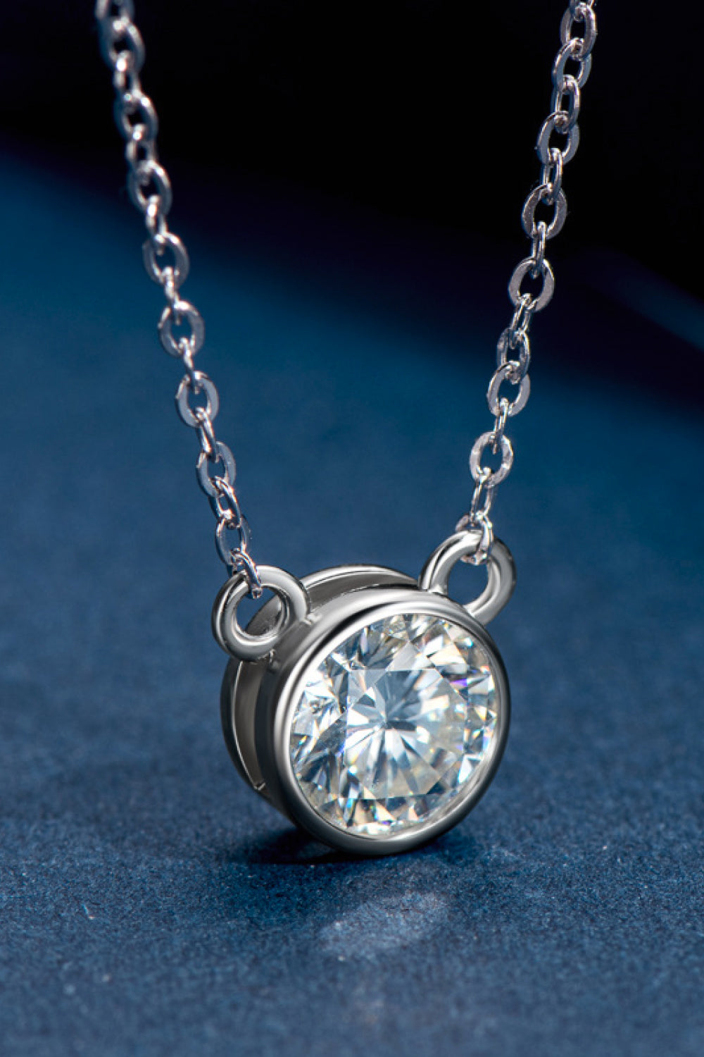 Bezel Set 1 Ct Moissanite Round Pendant Necklace - - Claude Jewelry Moissanite - Shop claudejewelry.com