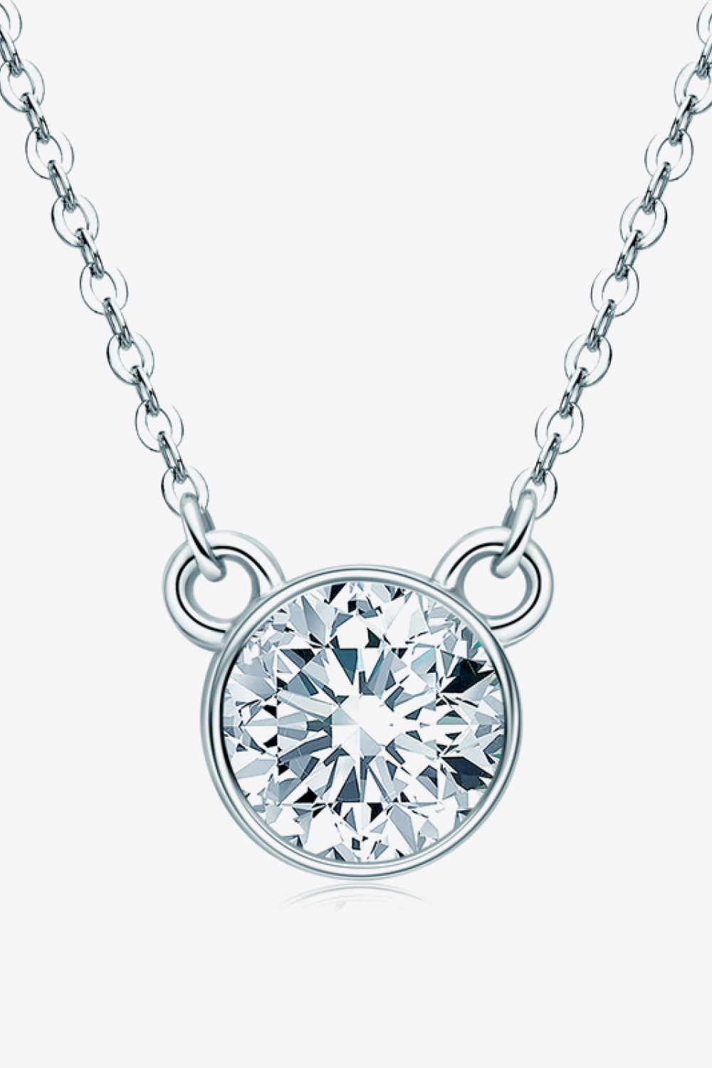 Bezel Set 1 Ct Moissanite Round Pendant Necklace - Platinum Vermeil- Claude Jewelry Moissanite - Shop claudejewelry.com