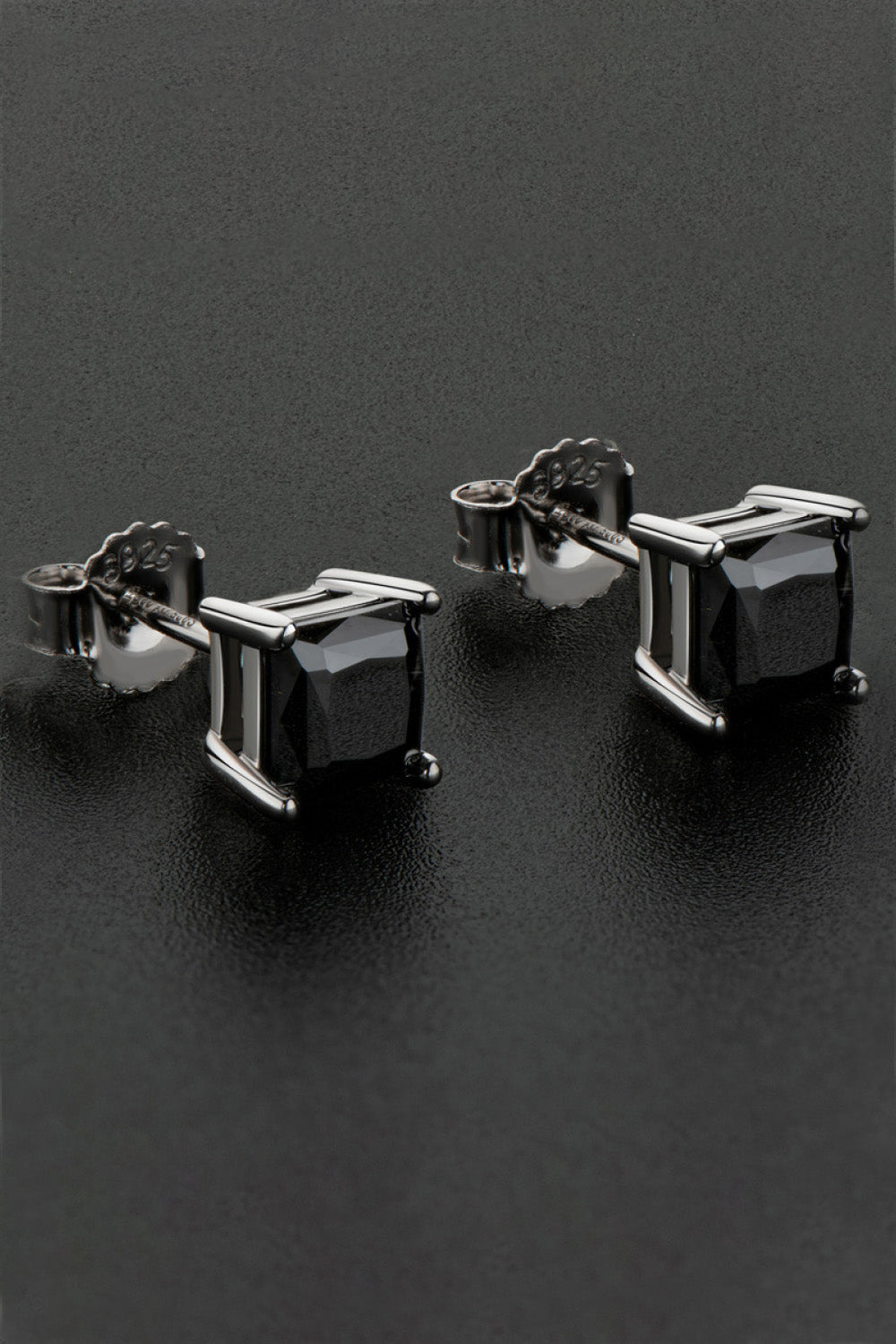 Black Square Moissanite Stud Earrings - Black- Claude Jewelry Moissanite - Shop claudejewelry.com