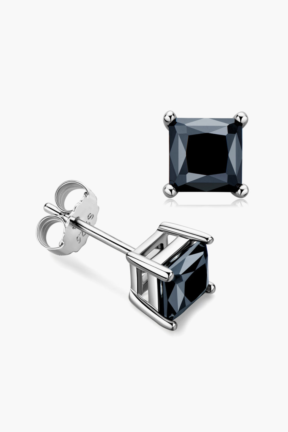 Black Square Moissanite Stud Earrings - Black- Claude Jewelry Moissanite - Shop claudejewelry.com