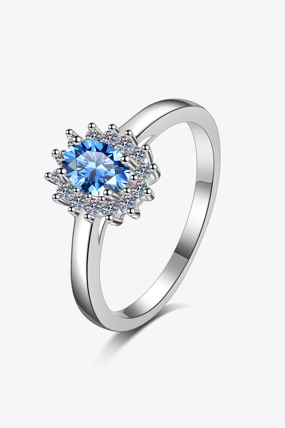 Blue Moissanite Pave Halo Ring - Cobalt Blue-4- Claude Jewelry Moissanite - Shop claudejewelry.com