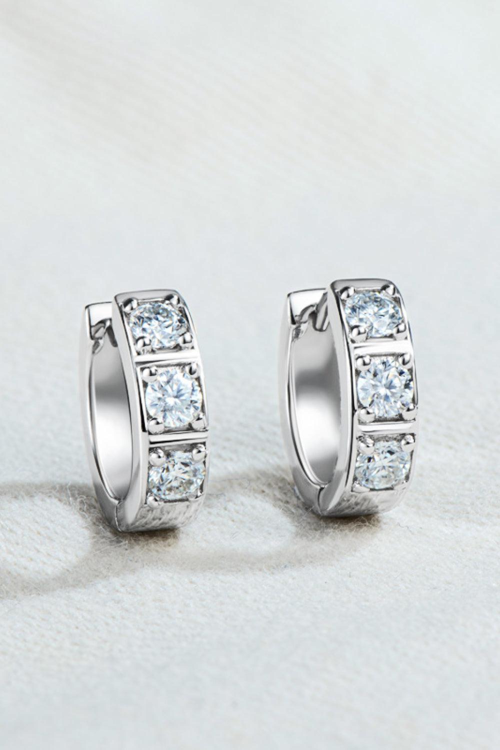 Chanel Set Moissanite Track Huggie Earrings - - Claude Jewelry Moissanite - Shop claudejewelry.com