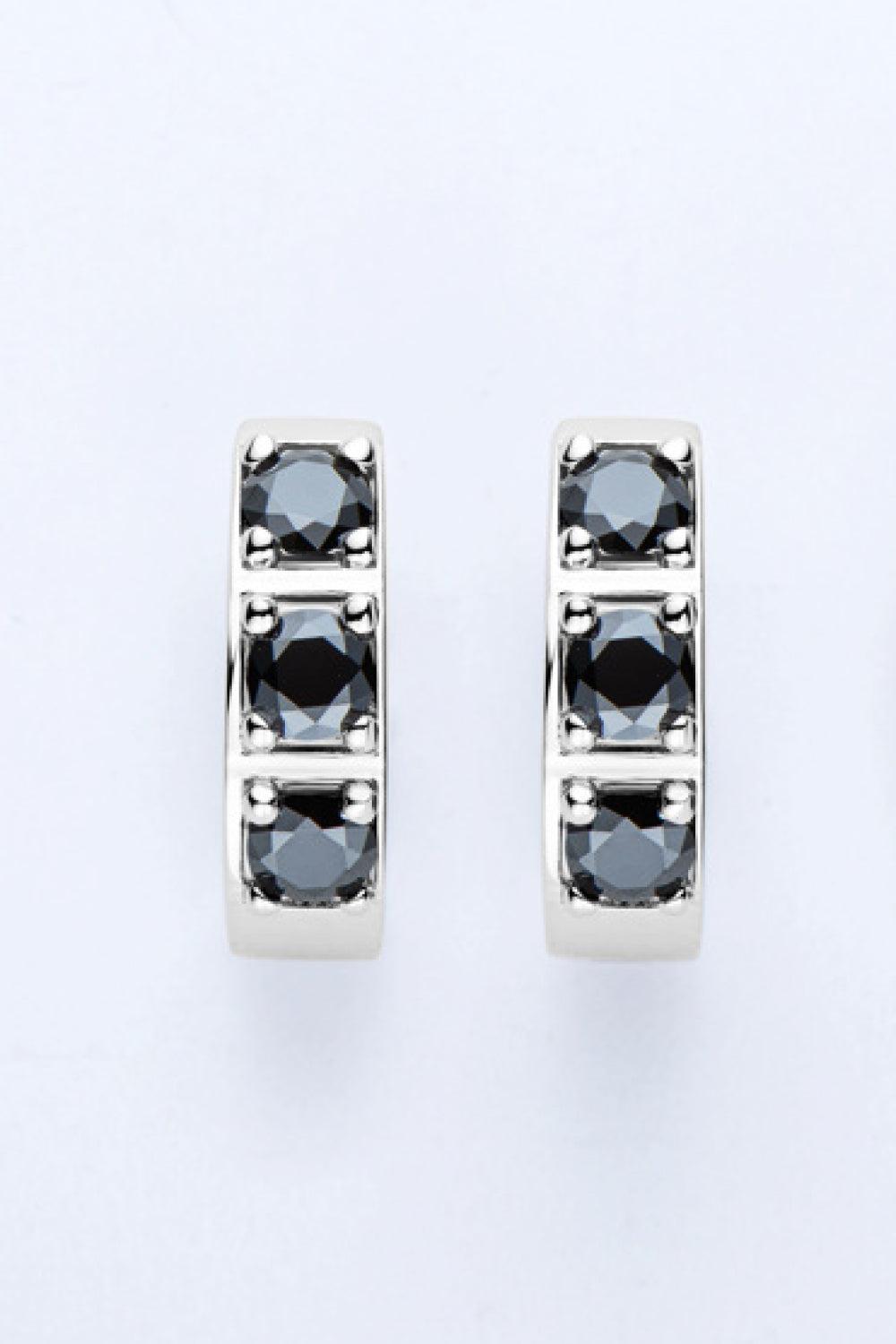 Chanel Set Moissanite Track Huggie Earrings - Black- Claude Jewelry Moissanite - Shop claudejewelry.com