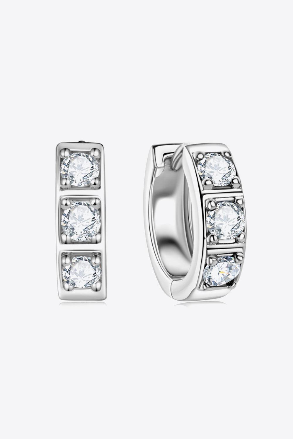 Chanel Set Moissanite Track Huggie Earrings - White- Claude Jewelry Moissanite - Shop claudejewelry.com