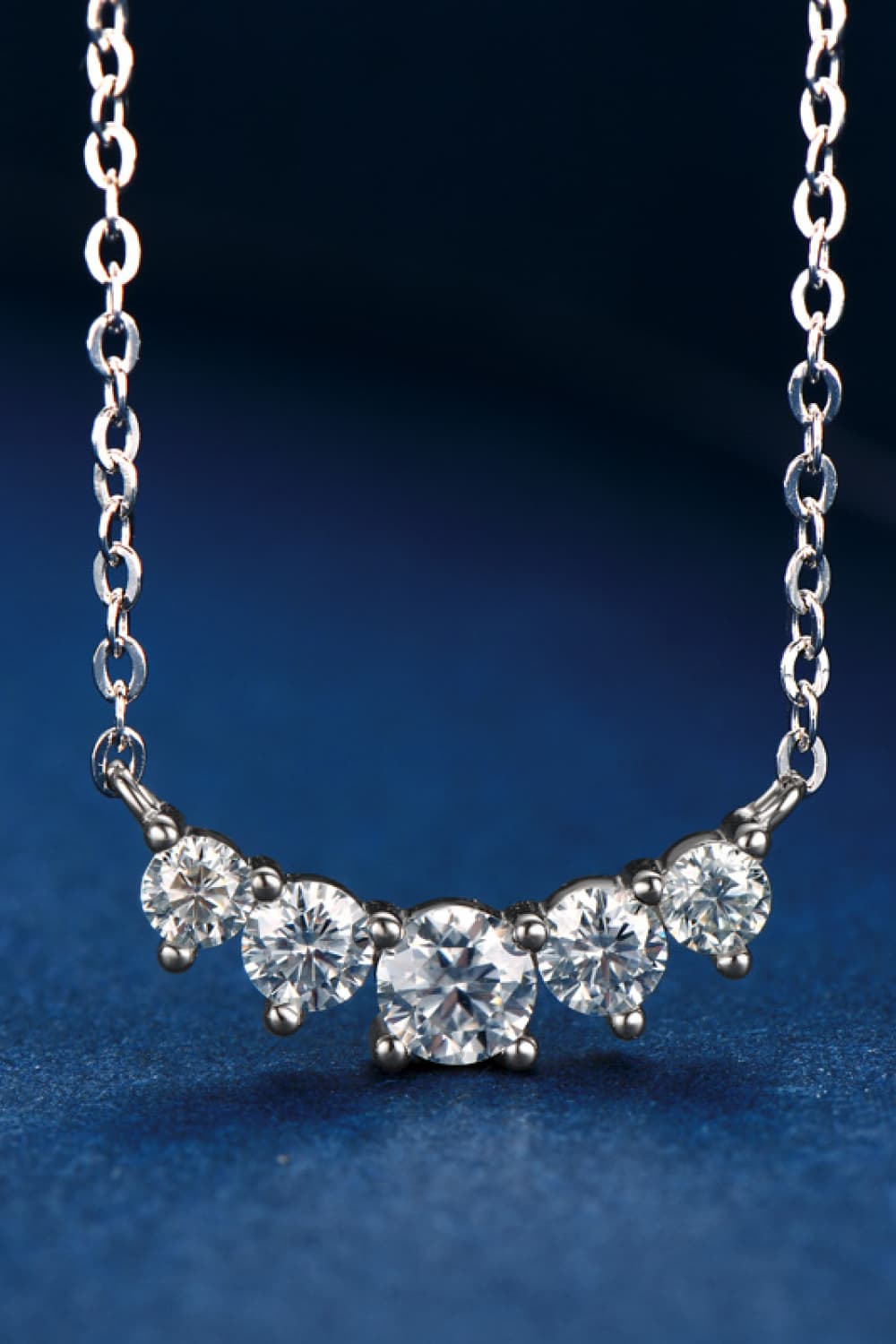 Cinq Stone Moissanite Necklace - Platinum Vermeil- Claude Jewelry Moissanite - Shop claudejewelry.com