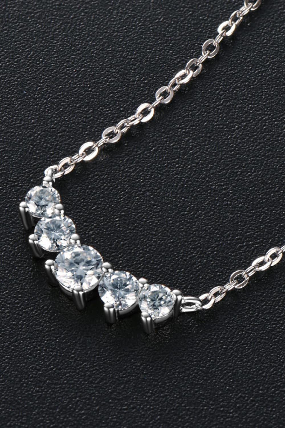 Cinq Stone Moissanite Necklace - Platinum Vermeil- Claude Jewelry Moissanite - Shop claudejewelry.com