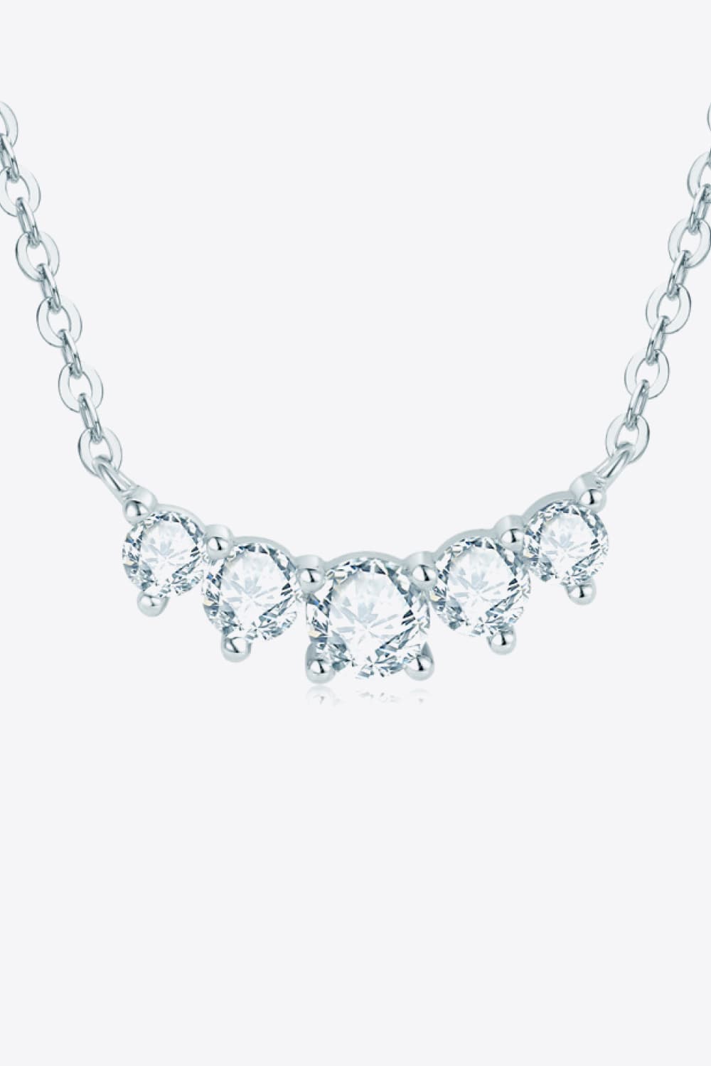 Cinq Stone Moissanite Necklace - Platinum Vermeil- Claude Jewelry Moissanite - Shop claudejewelry.com