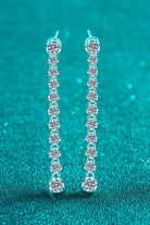 Deca Stone 1.18 Ct Moissanite Long Drop Earrings - Rhodium Vermeil- Claude Jewelry Moissanite - Shop claudejewelry.com