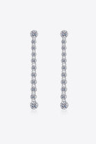 Deca Stone 1.18 Ct Moissanite Long Drop Earrings - Rhodium Vermeil- Claude Jewelry Moissanite - Shop claudejewelry.com