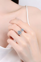 Double Hearts Moissanite Open Ring - - Claude Jewelry Moissanite - Shop claudejewelry.com