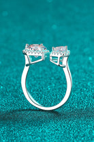 Double Hearts Moissanite Open Ring - - Claude Jewelry Moissanite - Shop claudejewelry.com