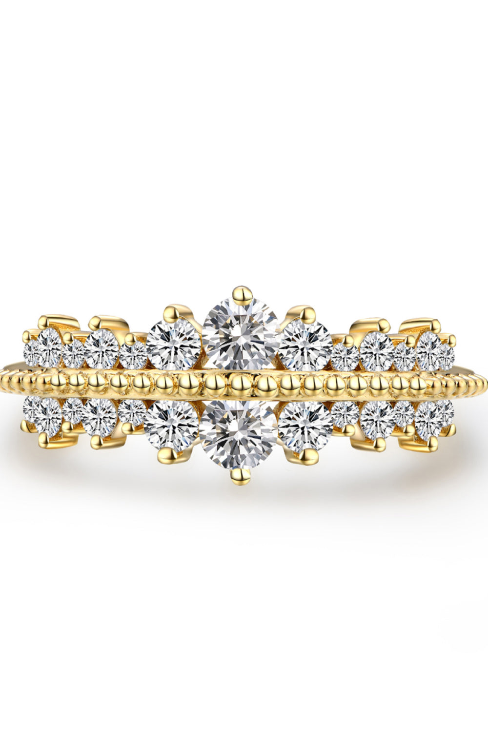 Duo Crown Moissanite 18k Gold Vermeil Ring - - Claude Jewelry Moissanite - Shop claudejewelry.com