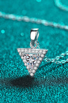 Geometric Triangle Moissanite Pendant Necklace - Rhodium Vermeil- Claude Jewelry Moissanite - Shop claudejewelry.com