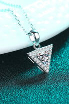 Geometric Triangle Moissanite Pendant Necklace - Rhodium Vermeil- Claude Jewelry Moissanite - Shop claudejewelry.com