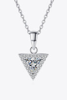 Geometric Triangle Moissanite Pendant Necklace - Rhodium Vermeil- Claude Jewelry Moissanite - Shop claudejewelry.com