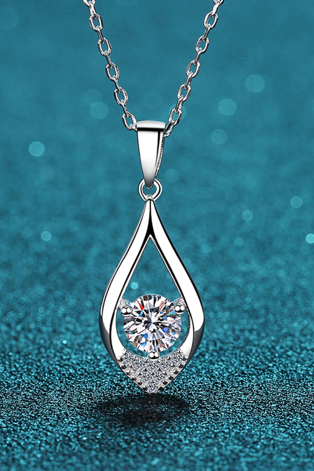 Glamorous Always Moissanite Pendant Necklace - Rhodium Vermeil- Claude Jewelry Moissanite - Shop claudejewelry.com