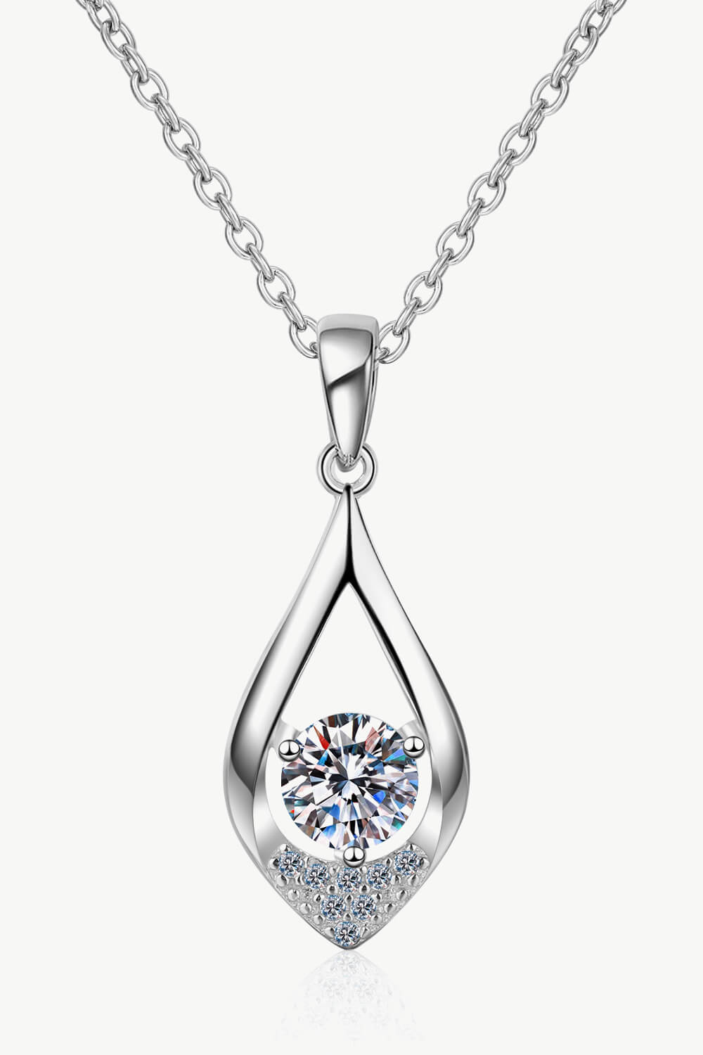 Glamorous Always Moissanite Pendant Necklace - Rhodium Vermeil- Claude Jewelry Moissanite - Shop claudejewelry.com