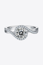 Halo Swirl 1 Ct Moissanite Crisscross Ring - Platinum Vermeil-4.5- Claude Jewelry Moissanite - Shop claudejewelry.com