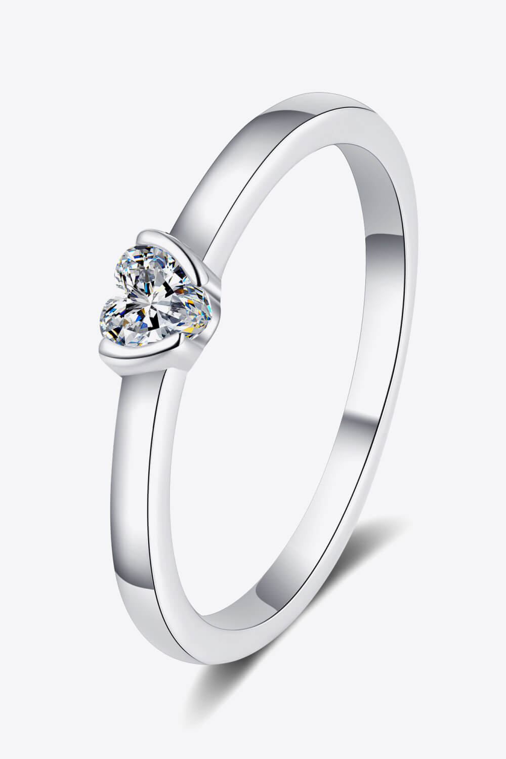 Heart-Shaped Moissanite Solitaire Ring - Platinum Vermeil-5- Claude Jewelry Moissanite - Shop claudejewelry.com