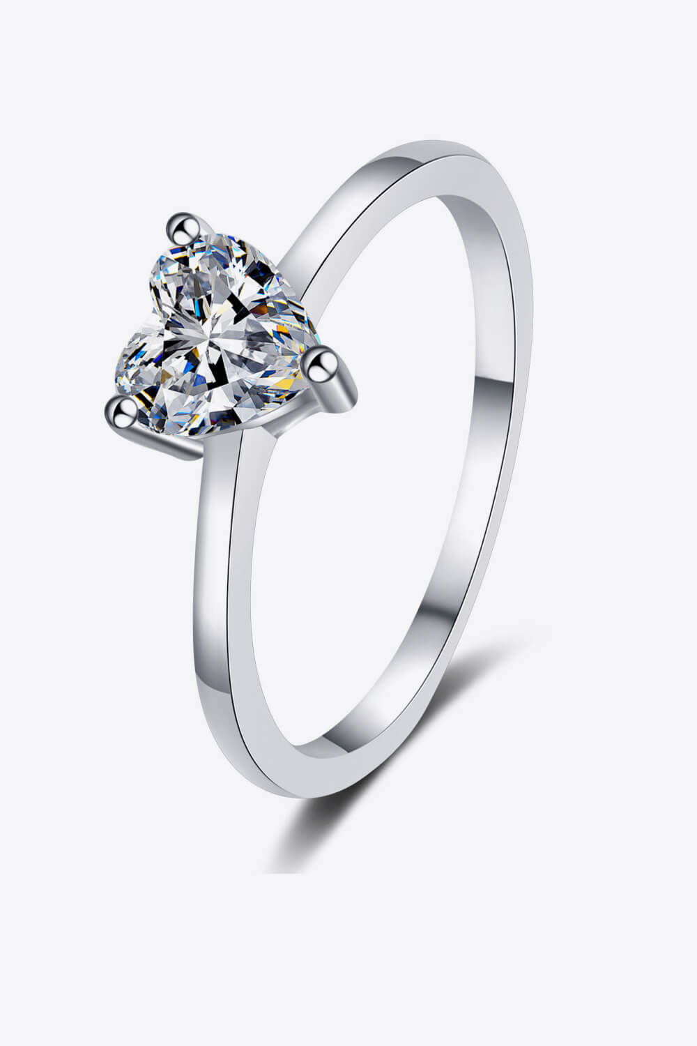 Heart-Shaped Moissanite Solitaire Ring - Rhodium Vermeil-5- Claude Jewelry Moissanite - Shop claudejewelry.com