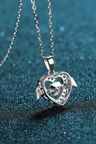 Heart Wings Moissanite Pendant Necklace - Rhodium Vermeil- Claude Jewelry Moissanite - Shop claudejewelry.com