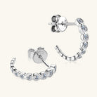 Inlaid Graduated Moissanite C-Hoop Earrings - - Claude Jewelry Moissanite - Shop claudejewelry.com