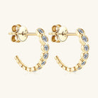 Inlaid Graduated Moissanite C-Hoop Earrings - - Claude Jewelry Moissanite - Shop claudejewelry.com