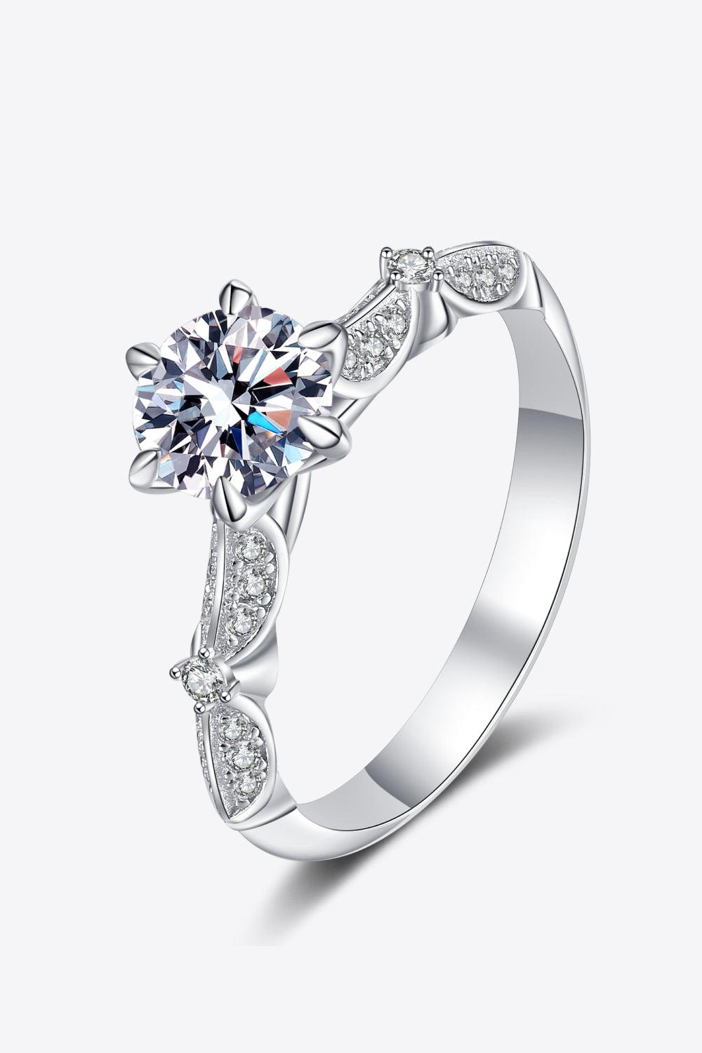 Inlaid Moissanite 6-Prong Ring - 925 Sterling Silver-5- Claude Jewelry Moissanite - Shop claudejewelry.com