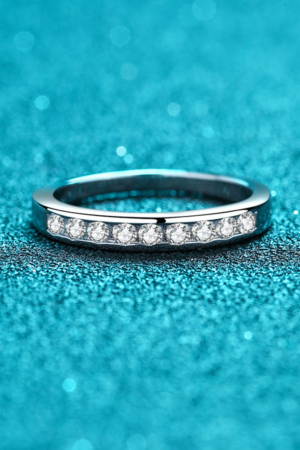 Inlaid Moissanite 925 Sterling Silver Stacking Ring - - Claude Jewelry Moissanite - Shop claudejewelry.com