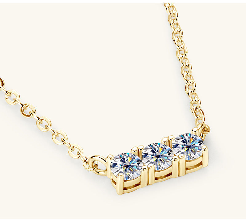 Inlaid Moissanite Bar Necklace - - Claude Jewelry Moissanite - Shop claudejewelry.com