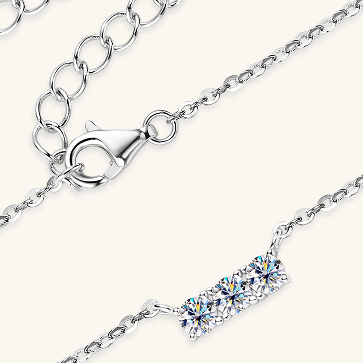 Inlaid Moissanite Bar Necklace - - Claude Jewelry Moissanite - Shop claudejewelry.com