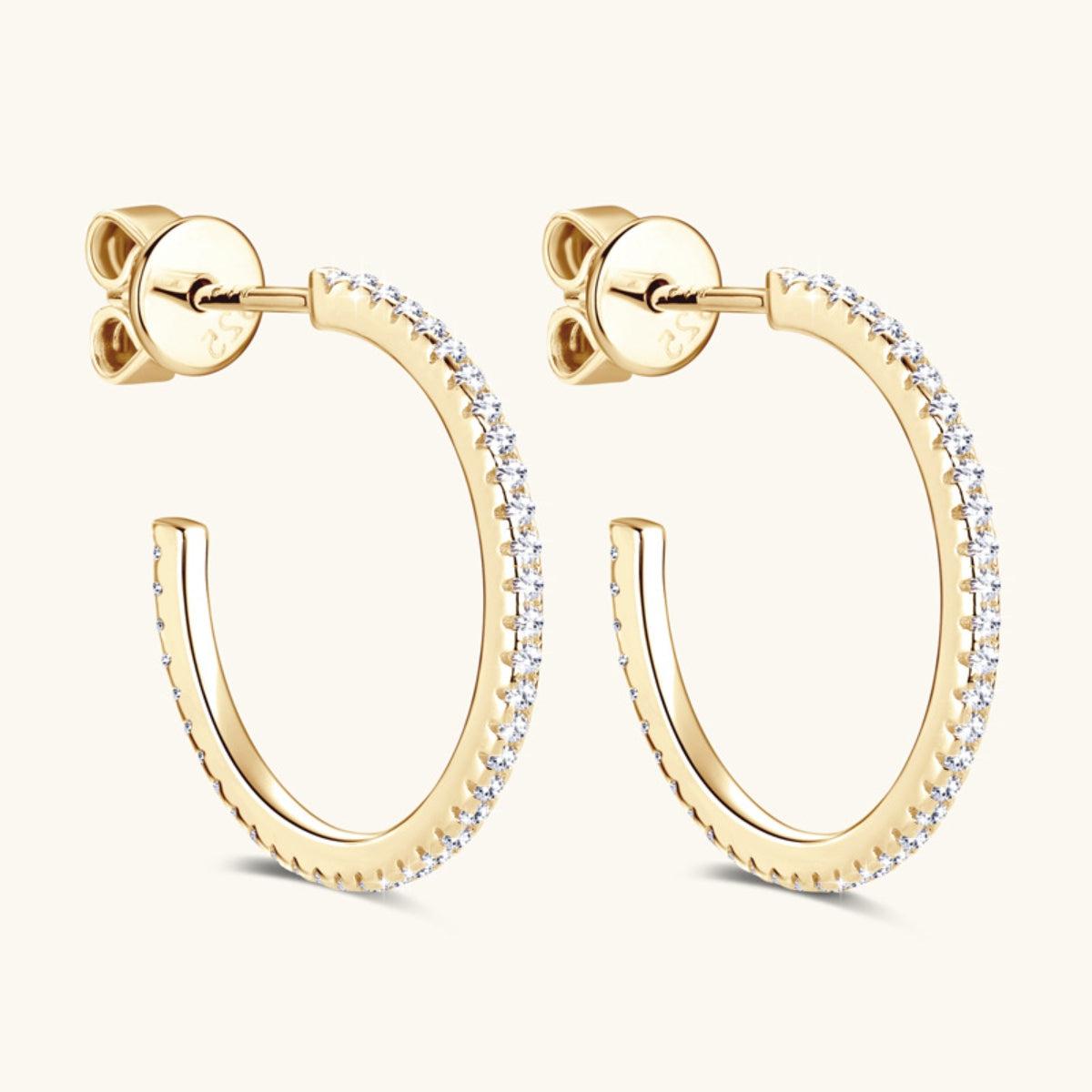 Inlaid Moissanite C-Hoop Earrings - 18k Gold Vermeil- Claude Jewelry Moissanite - Shop claudejewelry.com