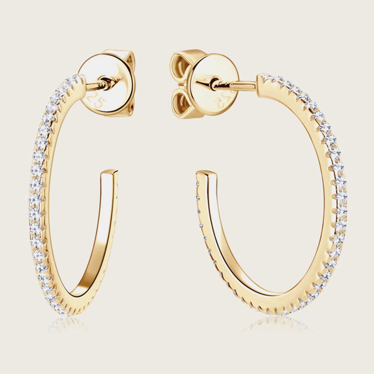 Inlaid Moissanite C-Hoop Earrings - - Claude Jewelry Moissanite - Shop claudejewelry.com