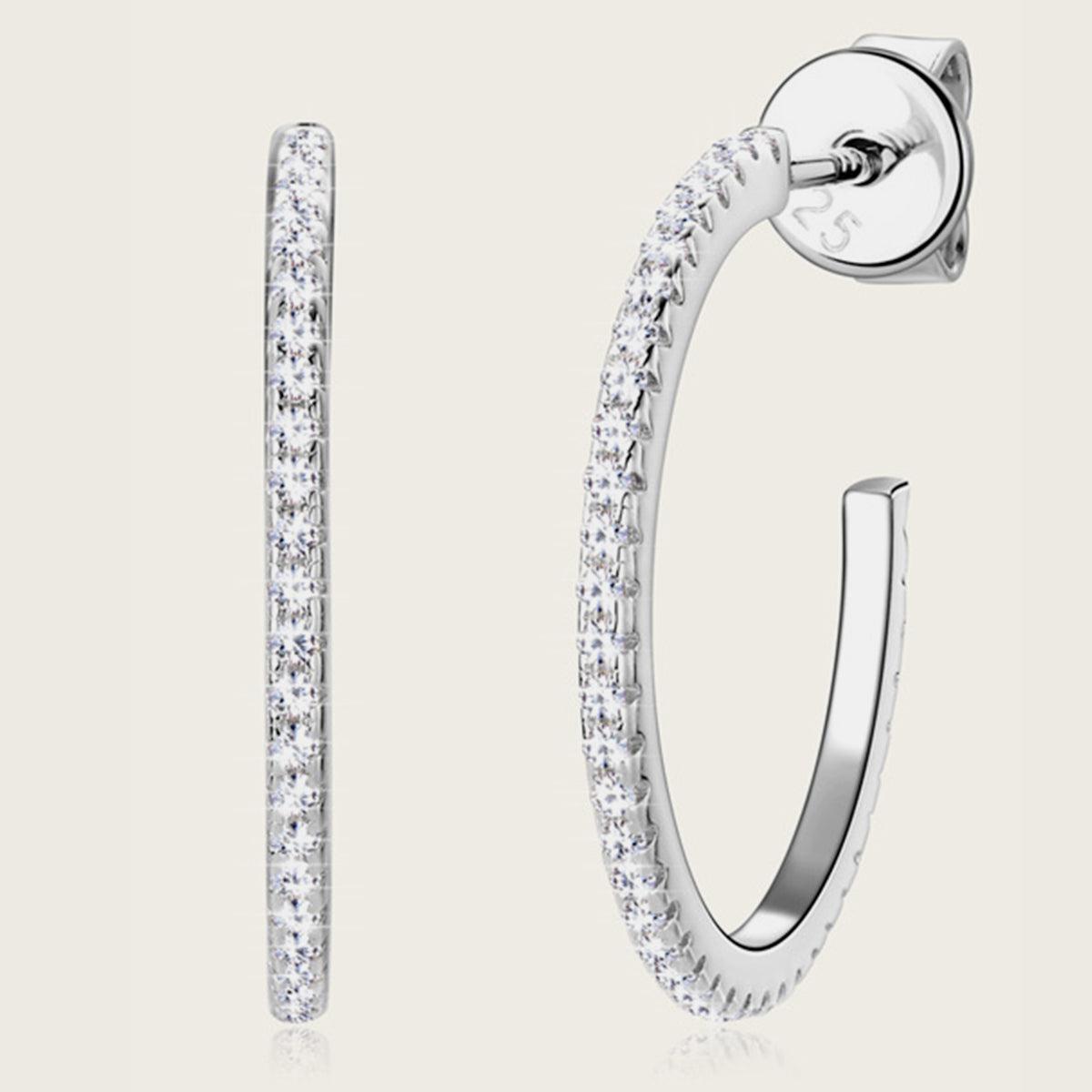 Inlaid Moissanite C-Hoop Earrings - - Claude Jewelry Moissanite - Shop claudejewelry.com