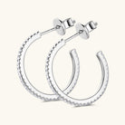 Inlaid Moissanite C-Hoop Earrings - - Claude Jewelry Moissanite - Shop claudejewelry.com