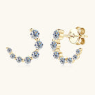 Inlaid Moissanite Curve Stud Earrings - 18k Gold Vermeil- Claude Jewelry Moissanite - Shop claudejewelry.com