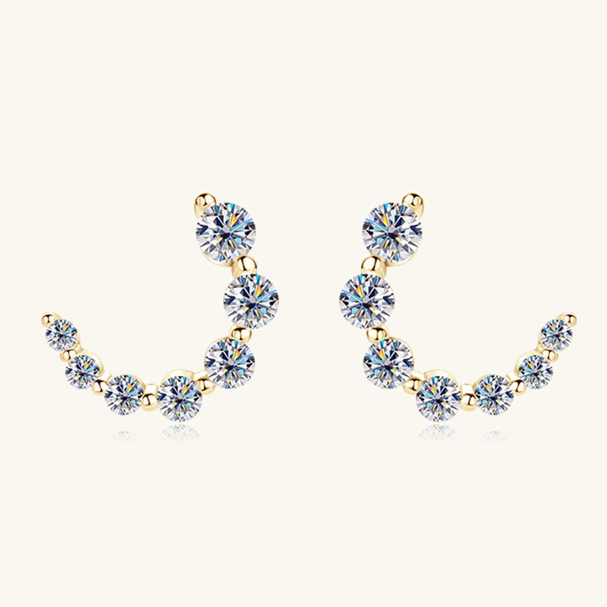 Inlaid Moissanite Curve Stud Earrings - - Claude Jewelry Moissanite - Shop claudejewelry.com