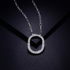 Inlaid Moissanite Hanging Hoop Pendant Necklace - Platinum Vermeil- Claude Jewelry Moissanite - Shop claudejewelry.com