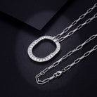 Inlaid Moissanite Hanging Hoop Pendant Necklace - Platinum Vermeil- Claude Jewelry Moissanite - Shop claudejewelry.com