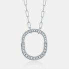 Inlaid Moissanite Hanging Hoop Pendant Necklace - Platinum Vermeil- Claude Jewelry Moissanite - Shop claudejewelry.com