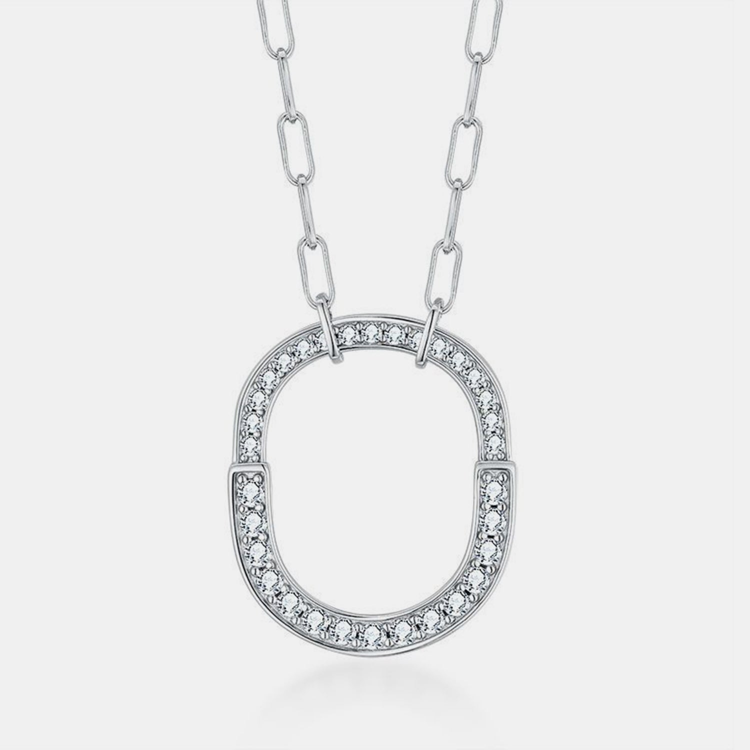 Inlaid Moissanite Hanging Hoop Pendant Necklace - Platinum Vermeil- Claude Jewelry Moissanite - Shop claudejewelry.com